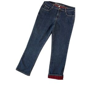 Natural‎ Reflections Womens Flannel Lined Jeans Blue Denim Straight Leg 12 Cabin
